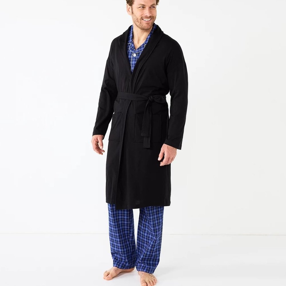 Men's Sonoma Goods For Life® Lightweight Solid Knit Robe Size Sm/Med Black NWT